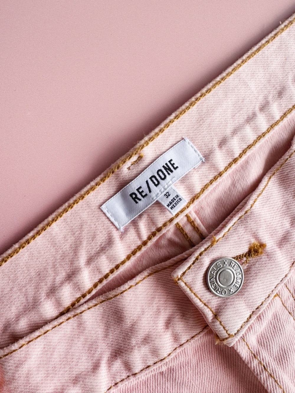 Sz 32 RE/DONE Vtg Inspired Loose Long Wide Leg Denim Jeans In Washed Pink NWT - Picture 3 of 10